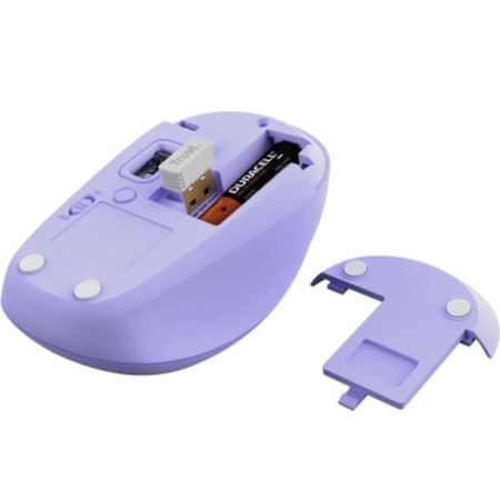 Ratón Mini Inalámbrico Trust Yvi+ Multidispositivo/ Hasta 1600 DPI/ Púrpura