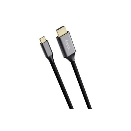 Cable Conversor HDMI 4K Trust CALYX/ USB Tipo-C Macho - HDMI Macho/ 2m/ Gris
