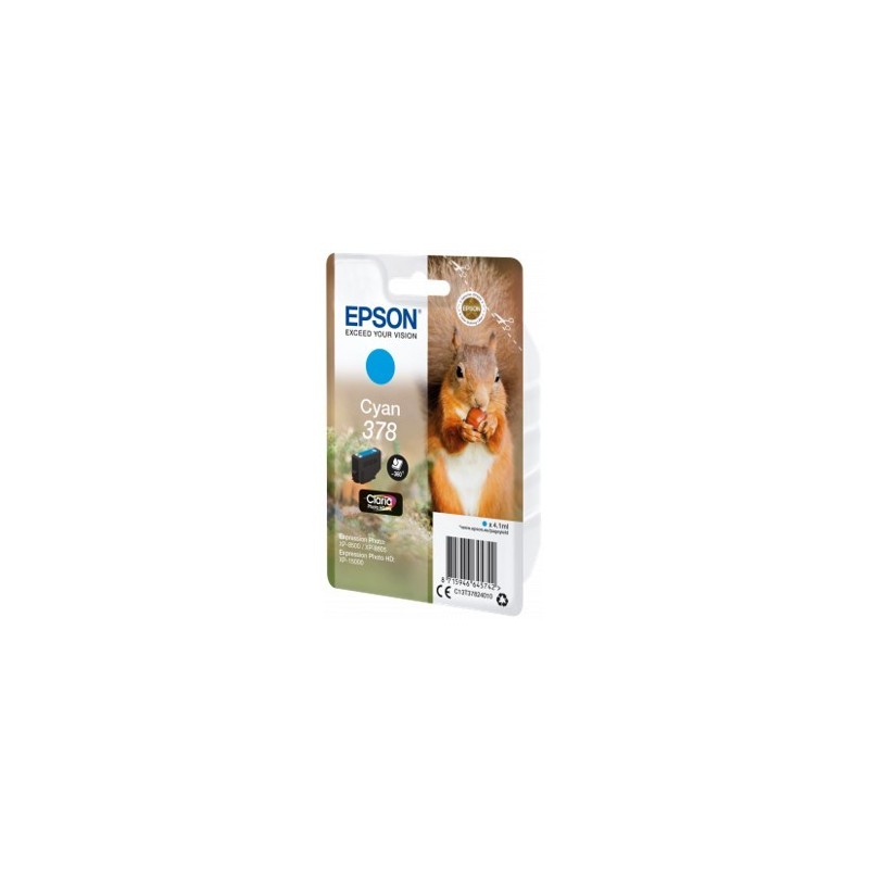 Cartucho tinta epson c13t37824010 singlepack cian 378 claria photo hd ink xp - 8500 ardilla