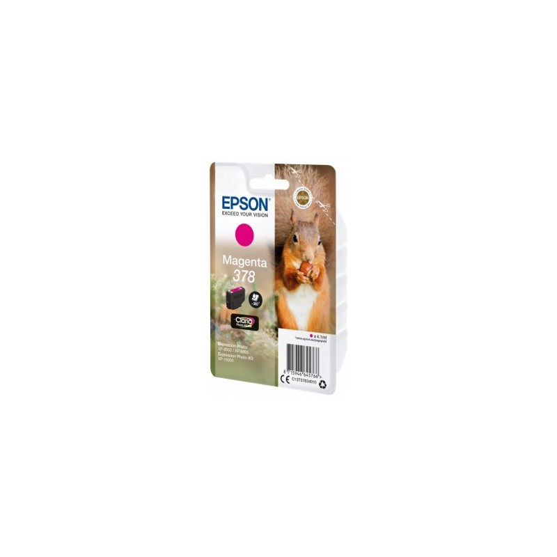 Cartucho tinta epson c13t37834010 singlepack magenta 378 claria photo hd ink xp - 8500 ardilla
