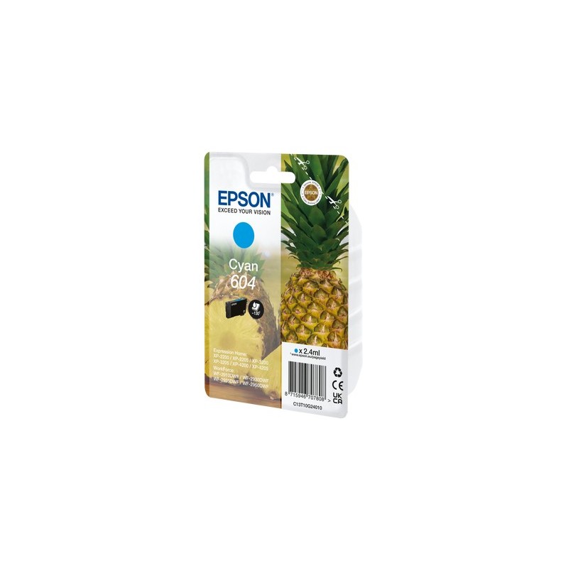 Cartucho epson 604 cian c13t10g24010 xp2200 wf - 2910 piña