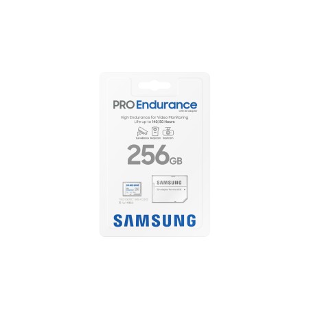 Tarjeta de Memoria Samsung Pro Endurance 256GB microSD XC con Adaptador/ Clase 10/ 100MBs