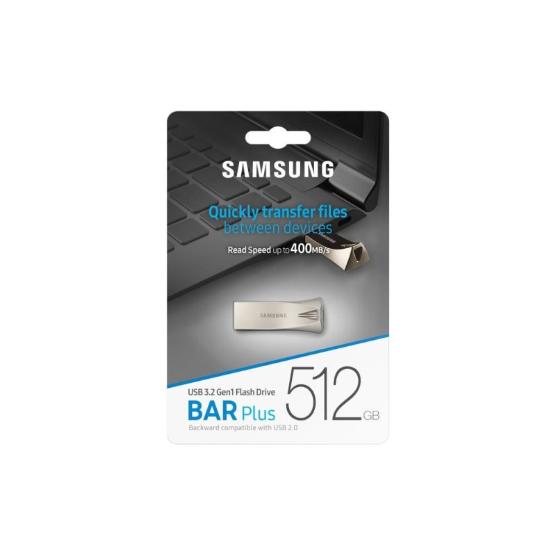 Pendrive 512GB Samsung Bar Plus Plata USB 3.1