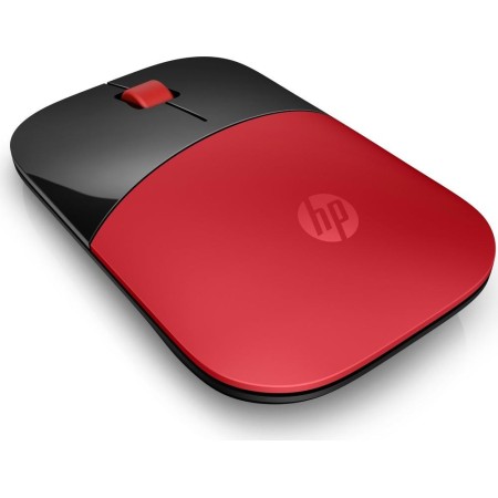 Ratón inalambrico hp z3700 ambidiestro rf optico rojo y negro