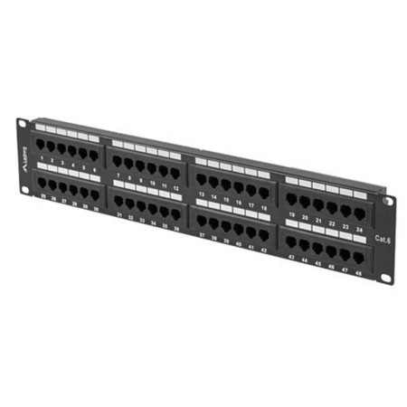 Patch panel lanberg 48 puertos 2u 19 pulgadas cat.6 negro