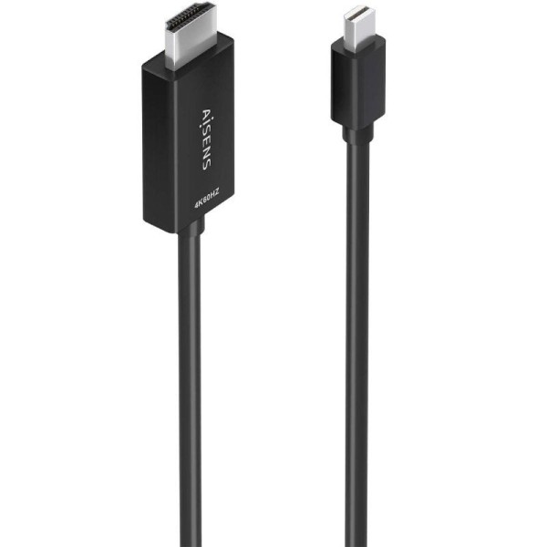 Cable Conversor Aisens A125-0885/ Mini DisplayPort Macho - HDMI 4K Macho/ 60cm/ Negro