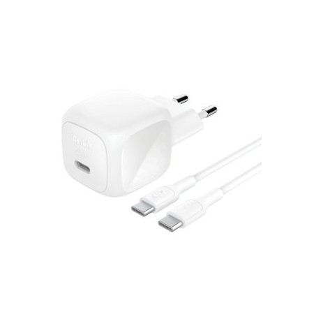 CARGADOR USB PD BELKIN WCA013kq1MWH 45W 1xUSB-C CABLE USB-C 1M DISEÑO COMPACTO COLOR BLANCO