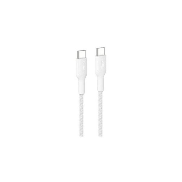 CABLE USB-C A USB-C 2M BELKIN CAB025HQ2MWH 240W TRENZADO COLOR BLANCO