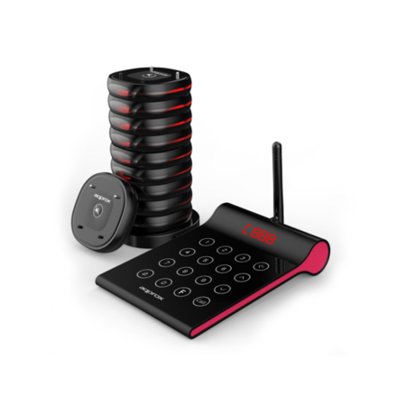 KIT AVISADOR DE CLIENTES APPROX 10 AVISADORES RANGO 400m 32h DE BATERIA TRANSMISOR TACTIL 4 DIGITOS