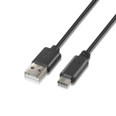 Cable USB 2.0 Tipo-C Aisens A107-0052/ USB Tipo-C Macho - USB Macho/ 480Mbps/ 2m/ Negro