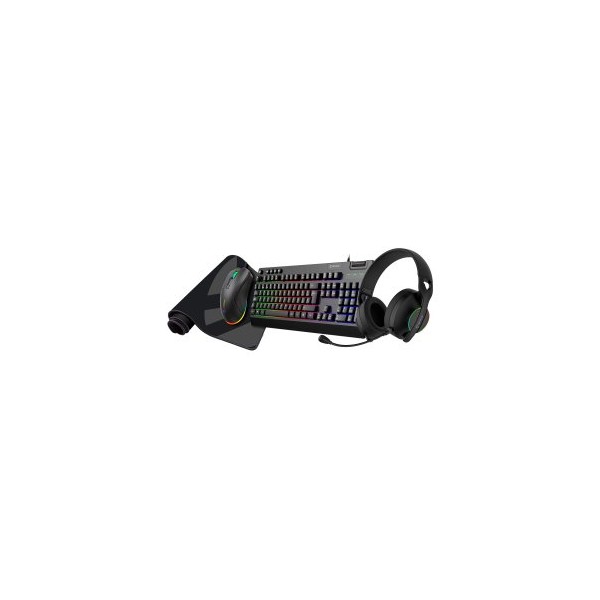 PACK GAMING TECLADO + MOUSE + HEADSET Y ALFOMBRILLA UNYKA NOVA 4in1 ES RGB MEMBRANA 7200 DPI NEGRO
