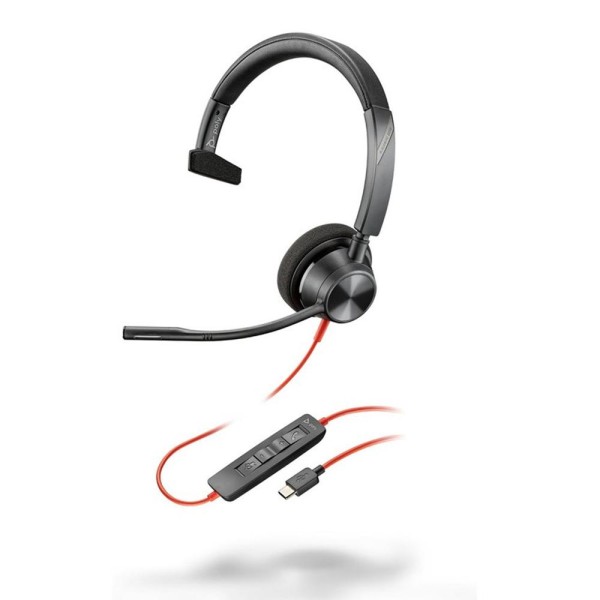 Auriculares poly monoaurales blackwire 3310 usb - c + adaptador usb - c - a