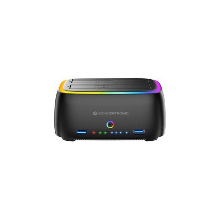 Docking conceptronic donn36b usb - c rgb doble bahia sata hdd ssd 2.5 pulgadas 3.5 pulgadas clonado offline 2xusb - a sd