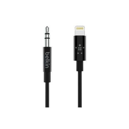 CABLE DE AUDIO BELKIN AV10172BT03-BLK DE 3.5mm CON CONECTOR LIGHTNING 0.9m
