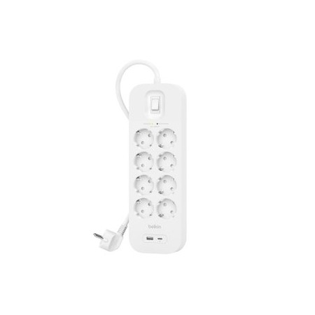 REGLETA ALIMENTACION BELKIN SRB003VF2M-v2 CONTRA SOBRETENSIONES CON 8 ENCHUFES 1 USB-C 1USB-A