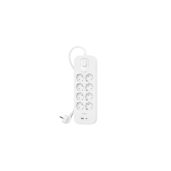 REGLETA ALIMENTACION BELKIN SRB003VF2M-v2 CONTRA SOBRETENSIONES CON 8 ENCHUFES 1 USB-C 1USB-A