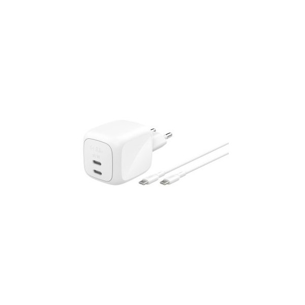CARGADOR USB GAN BELKIN WCH020 67W PD 2xUSB-C CABLE USB-C 2m INCL. BLANCO