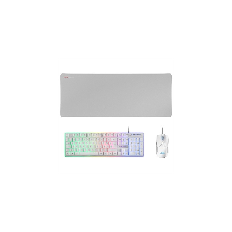 Kit teclado + raton mars gaming mcpx rgb blanco + alfombrilla