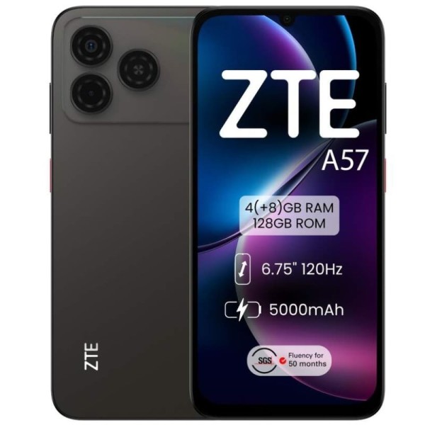 Smartphone ZTE A57 4GB/ 128GB/ 6.75″/ Negro