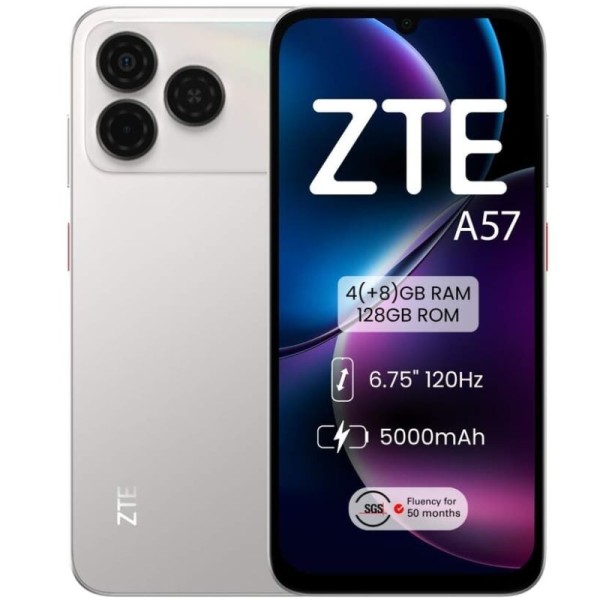 Smartphone ZTE A57 4GB/ 128GB/ 6.75″/ Plata