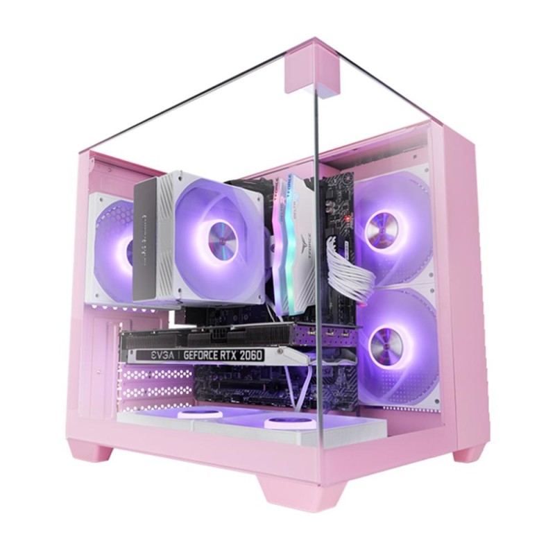 Caja ordenador mars gaming mcvisionmp matx cristal templado rosa