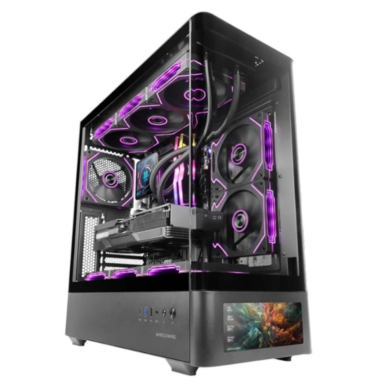 Caja ordenador mars gaming mclcdpro atx pantalla 7.2 pulgadas cristal templado negra