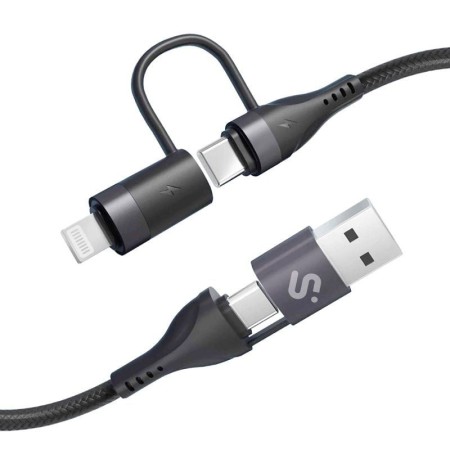 Cable USB 2.0 Tipo-C Subblim Top 4 en 1/ USB Tipo-C Macho - USB Macho/ USB Tipo-C Macho - Lightning Macho/ Hasta 60W/ 480Mbps/ 1