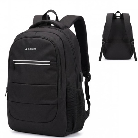 Mochila Subblim City Plus 26L Backpack para Portátiles hasta 16″/ Puerto USB/ Repelente al agua/ Reflectante/ Cinta para Trolley