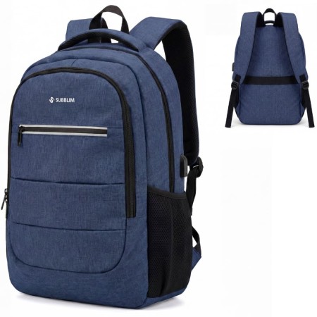 Mochila Subblim City Plus 26L Backpack para Portátiles hasta 16″/ Puerto USB/ Repelente al agua/ Reflectante/ Cinta para Trolley