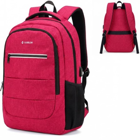 Mochila Subblim City Plus 26L Backpack para Portátiles hasta 15.6″/ Puerto USB/ Repelente al agua/ Reflectante/ Cinta para Troll