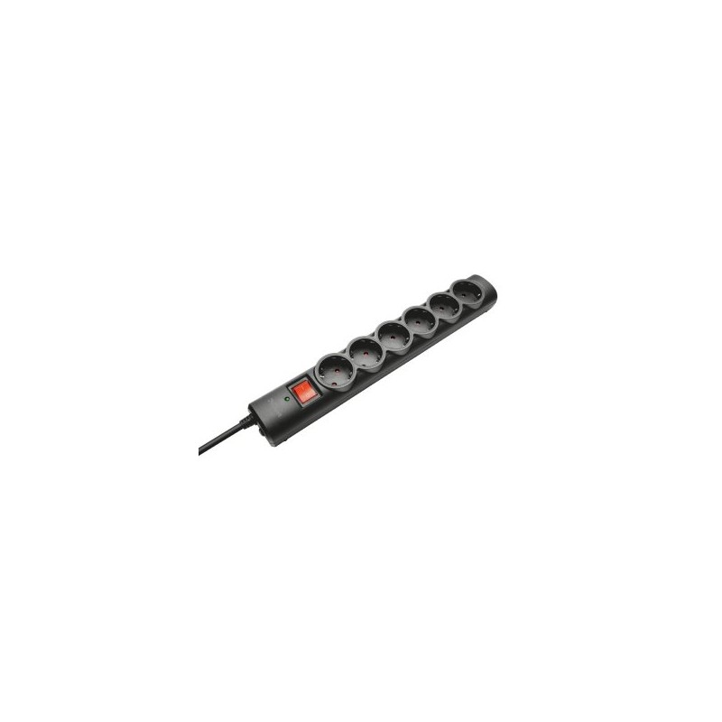 REGLETA ALIMENTACION TRUST - 6 TOMAS SCHUKO - PROTECCION - INTERRUPTOR ON/OFF - COLOR NEGRO 21059