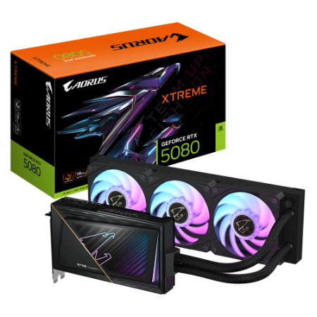 GIGABYTE AORUS GeForce RTX 5080 XTREME WATERFORCE 16G Tarjeta Gráfica - 16GB GDDR7, 256 bits, PCI-E 5.0, 2805MHz Core Clock, 3 x