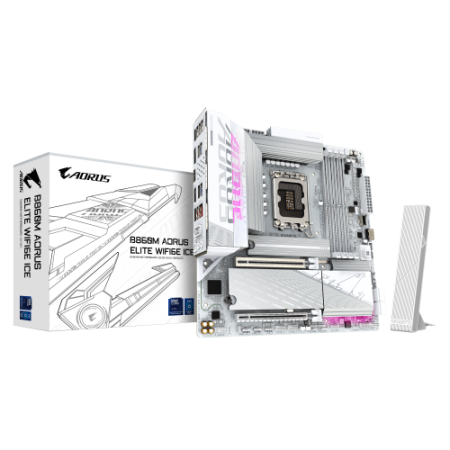 GIGABYTE B860M AORUS ELITE WF6E ICE Placa base - CPUs Intel Core Ultra, VRM de 12+1+2+1 fases, hasta 9200MHz DDR5, 1xPCIe 5.0 + 