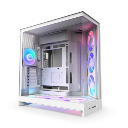 CAJA NZXT H9 FLOW RGB+ (2025) DUAL-CHAMBER MID-TOWER CASE W/ RGB FANS & CONTROLLER - ALL WHITE