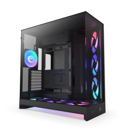 CAJA NZXT H9 FLOW RGB+ (2025) DUAL-CHAMBER MID-TOWER CASE W/ RGB FANS & CONTROLLER - ALL BLACK