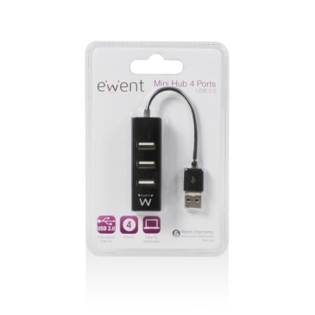 Ewent EW1123 hub de interfaz 480 Mbit/s Negro