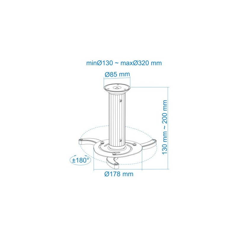 TooQ SOPORTE UNIVERSAL DE TECHO GIRATORIO 360º PARA PROYECTOR NEGRO
