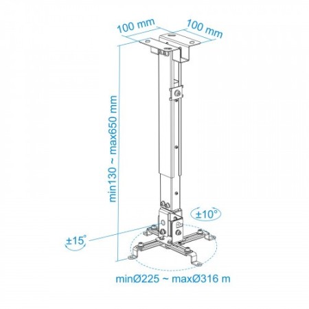 TooQ SOPORTE UNIVERSAL INCLINABLE DE TECHO PARA PROYECTOR NEGRO
