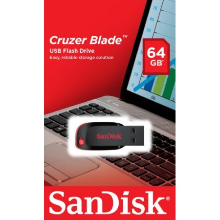 Sandisk Cruzer Blade unidad flash USB 64 GB USB tipo A 2.0 Negro, Rojo