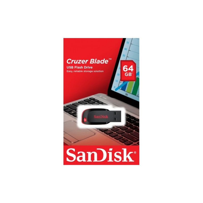 Sandisk Cruzer Blade unidad flash USB 64 GB USB tipo A 2.0 Negro, Rojo
