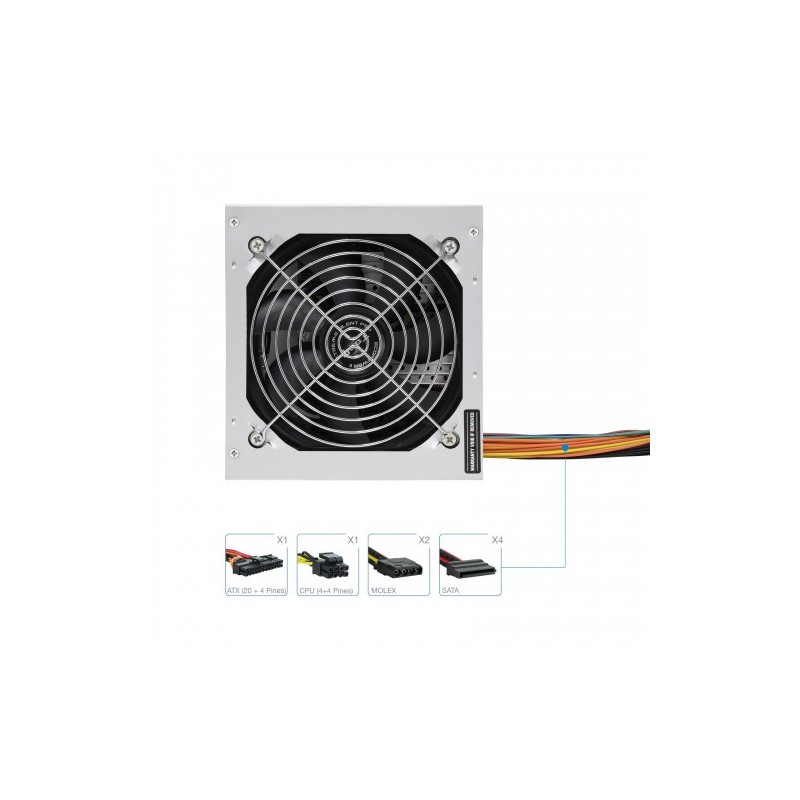 TooQ TQEP-500SSE unidad de fuente de alimentación 500 W 24-pin ATX ATX Plata