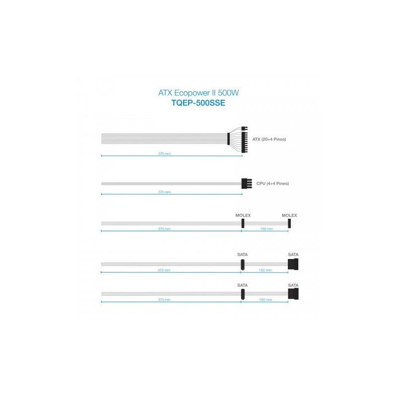 TooQ TQEP-500SSE unidad de fuente de alimentación 500 W 24-pin ATX ATX Plata