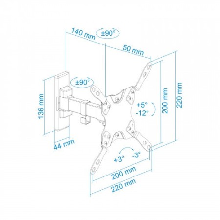 TooQ LP2042TNL-B TV mount 106,7 cm (42″) Negro