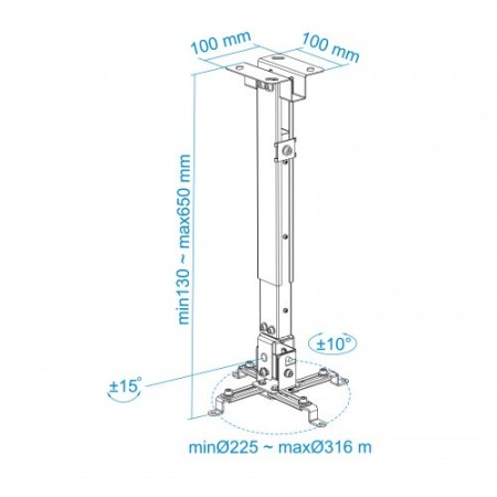 TooQ PJ2012T-W montaje para projector Techo Blanco