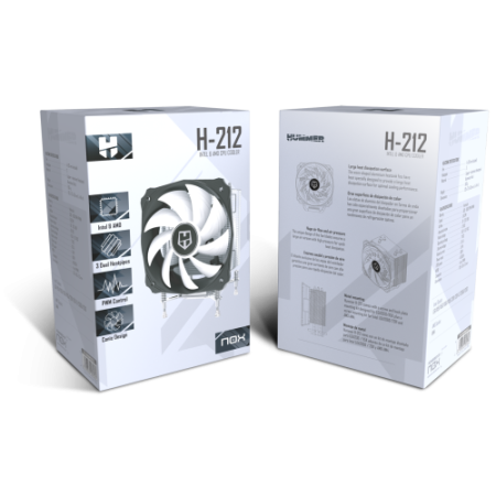NOX VENTILADOR CPU HUMMER H212. 12CM. 20 DBA. 3 HEATPIPES (NXHUMMERH212)