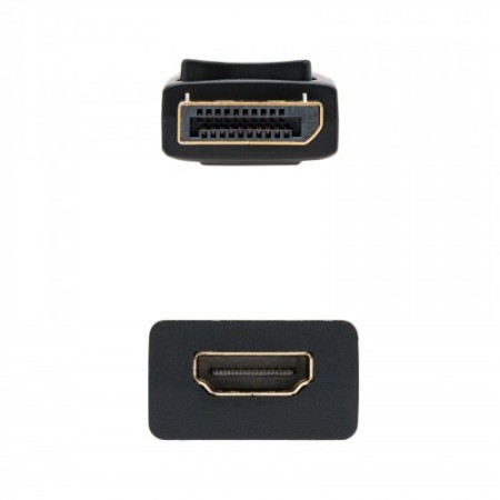 Nanocable CONVERSOR DISPLAYPORT A HDMI DP/M-HDMI/H NEGRO 15 CM