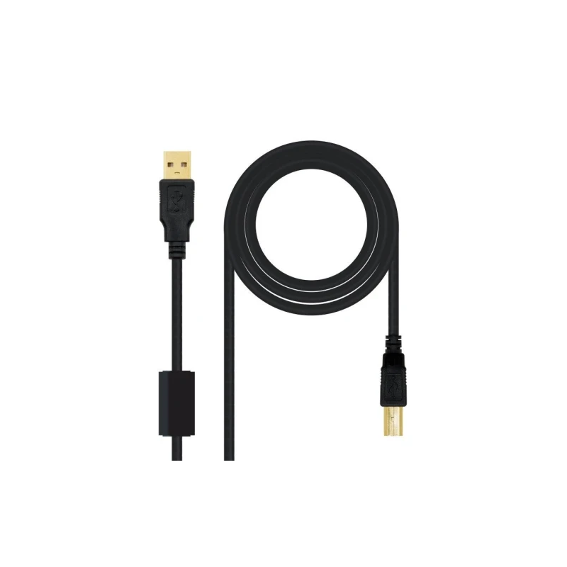 Nanocable CABLE USB 2.0 IMPRESORA HQ CON FERRITA, TIPO A/M-B/M, NEGRO, 5.0 M