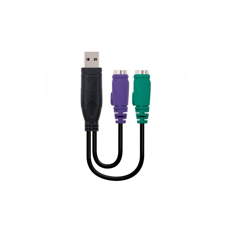 Nanocable CONVERSOR PS/2(TECLADO+RATON) A USB, TIPO 2xPS/2/H-A/M, 15 CM
