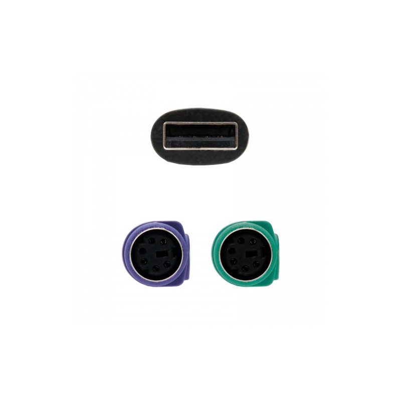 Nanocable CONVERSOR PS/2(TECLADO+RATON) A USB, TIPO 2xPS/2/H-A/M, 15 CM