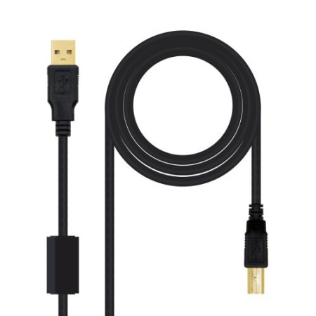 NANOCABLE CABLE USB 2.0 IMPRESORA HQ CON FERRITA, TIPO A/M-B/M, NEGRO, 2.0 M (10.01.1202)
